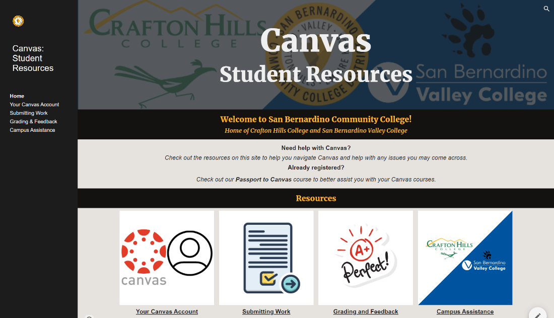 canvas student resources google site